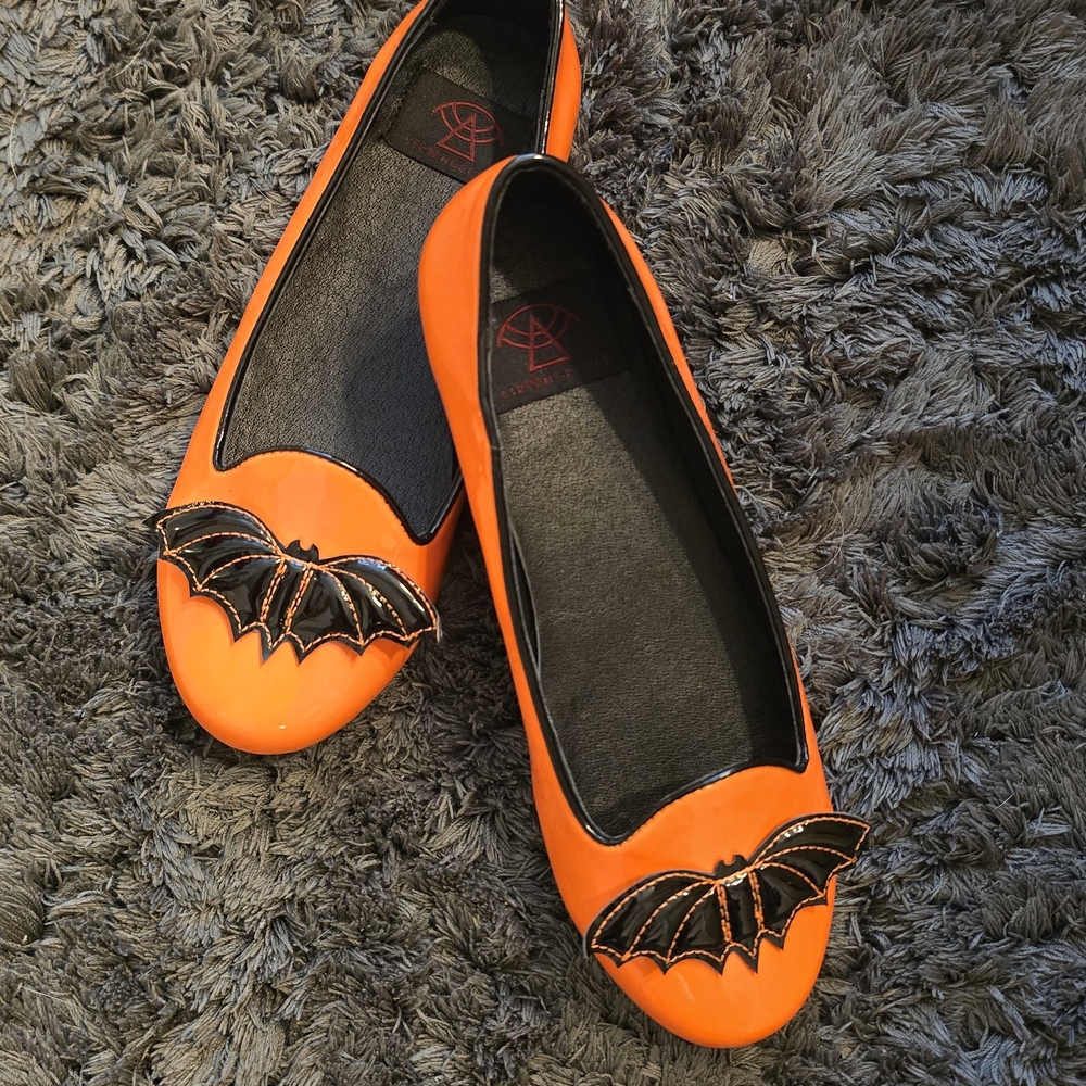 Vibrant Orange Bat Accent Women's Flats